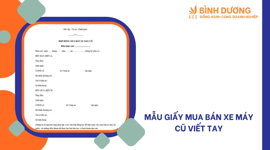 Mẫu giấy mua bán xe máy cũ viết tay