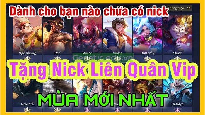 Tặng Acc Liên quân miễn phí 2024 - Nhận ngay 1001+ nick Vip Full tướng, Full trang phục