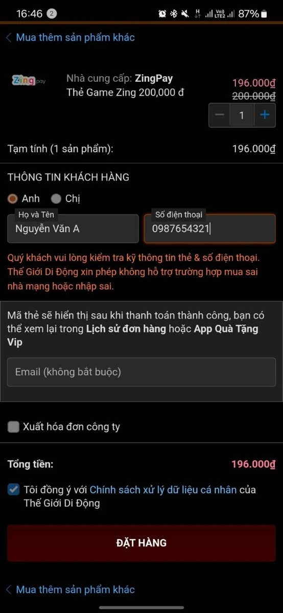 Cách mua thẻ game Garena, Zing online trên TGDĐ rẻ, nhiều khuyến mãi