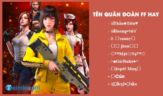 Tên quân đoàn hay, ngầu, độc và chất cho game Free Fire 2024