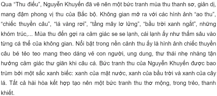 Soạn bài Câu cá mùa thu Ngữ văn 10 Cánh Diều chi tiết nhất