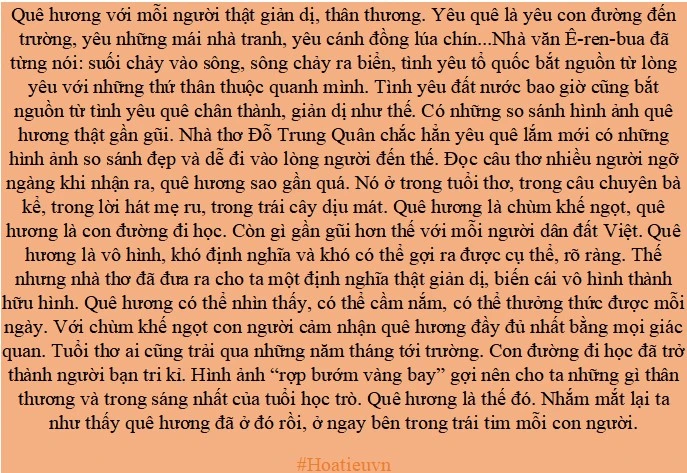 Cảm nhận bài thơ quê hương của Đỗ Trung Quân siêu hay