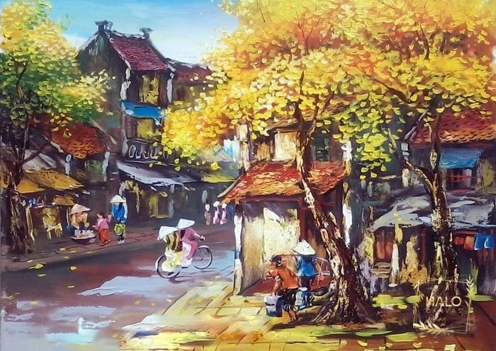 33+ Mẫu tranh sơn dầu phong cảnh mùa thu đẹp lãng mạn