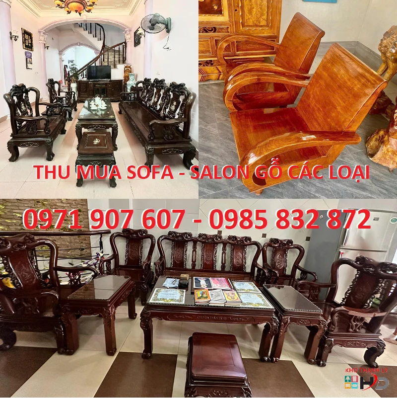 Thu mua sofa cũ, bàn ghế salon gỗ giá cao