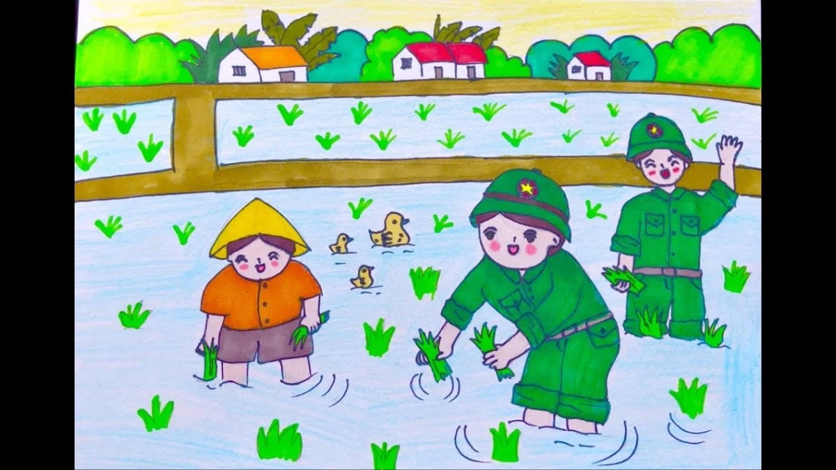 Cách vẽ chú bộ đội của chúng em đơn giản dễ thực hiện