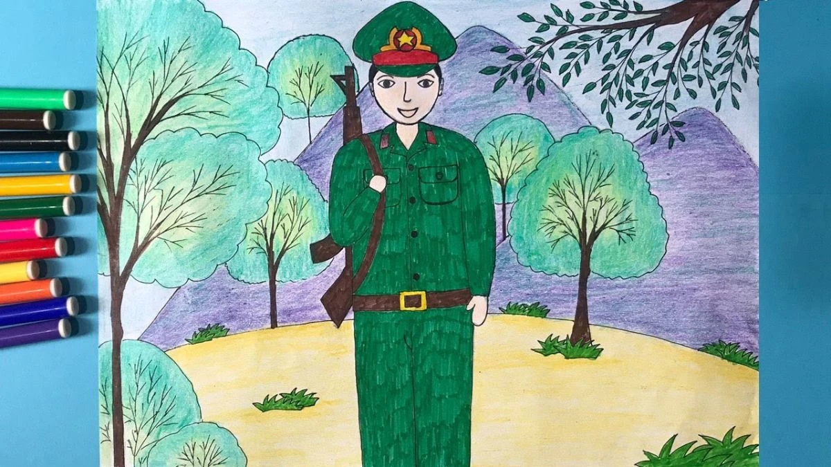 Cách vẽ chú bộ đội của chúng em đơn giản dễ thực hiện