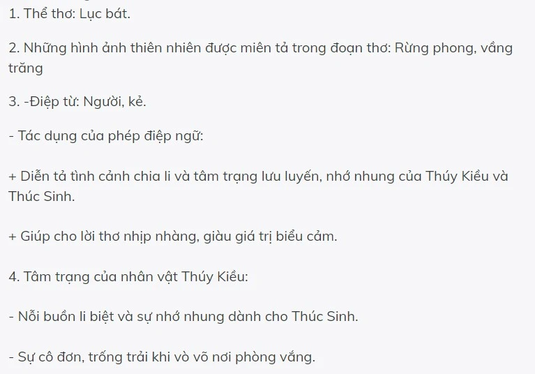 Đọc hiểu Thúc Sinh từ biệt Thúy Kiều (5 đề)