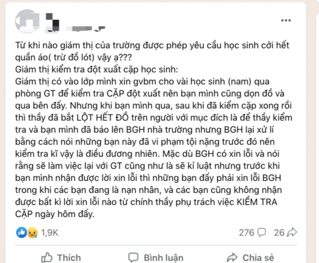 Cởi quần lót: Hệ lụy từ yêu cầu của giám thị