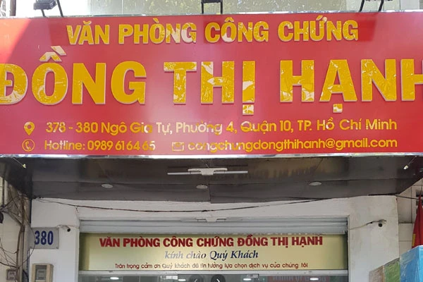 Địa chỉ các văn phòng công chứng tại quận 10 TP. Hồ Chí Minh