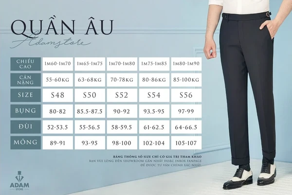 CÁCH XÁC ĐỊNH SIZE QUẦN ÁO NAM CHUẨN - ADAM STORE - Thương hiệu veston may sẵn hàng đầu Việt Nam