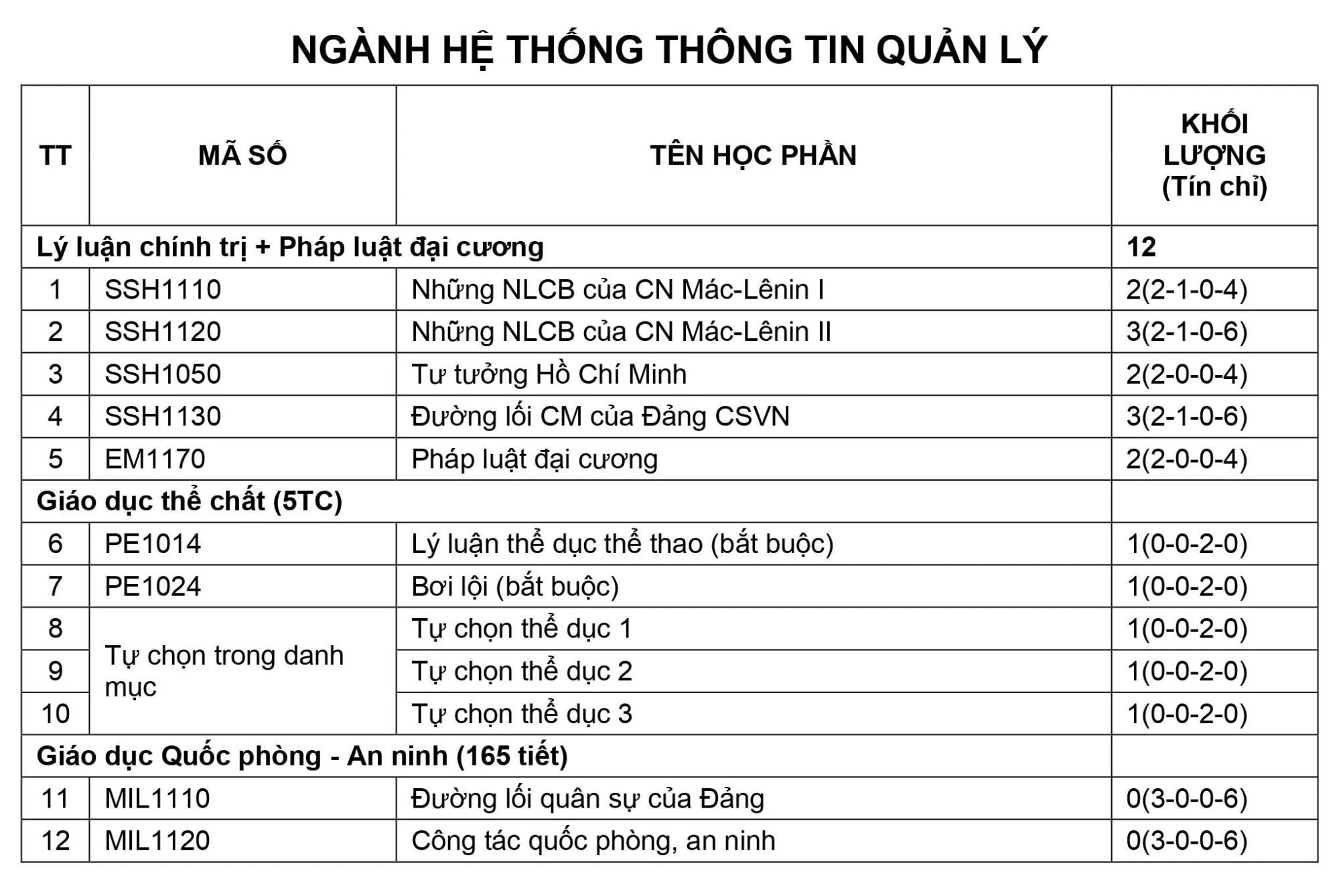 Chuyên ngành Hệ thống thông tin quản lý - Đại Học Bách Khoa Hà Nội