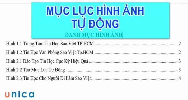 Cách tạo mục lục hình ảnh trong word tự động và nhanh chóng