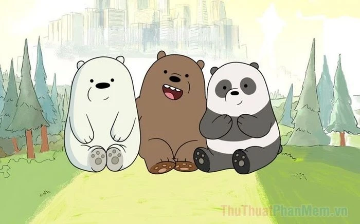 Bức tranh nền We Bare Bears đẹp lung linh