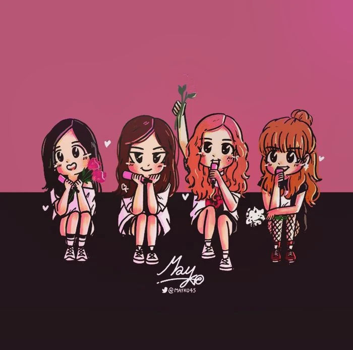 Bức tranh BlackPink chibi đẹp tuyệt vời