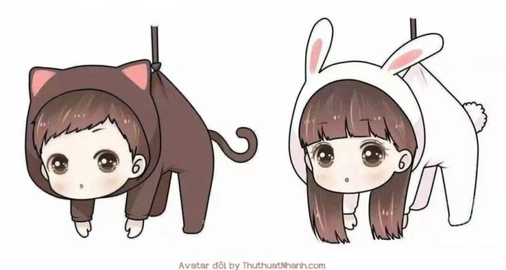 Ý tưởng hình avatar đôi cute thể hiện tình yêu và tình bạn