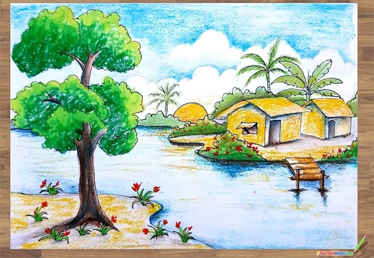 Vẽ tranh đề tài tự chọn lớp 9 đẹp nhất cho học sinh