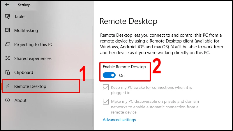 Hướng dẫn mở remote desktop trên Windows 10 hiệu quả